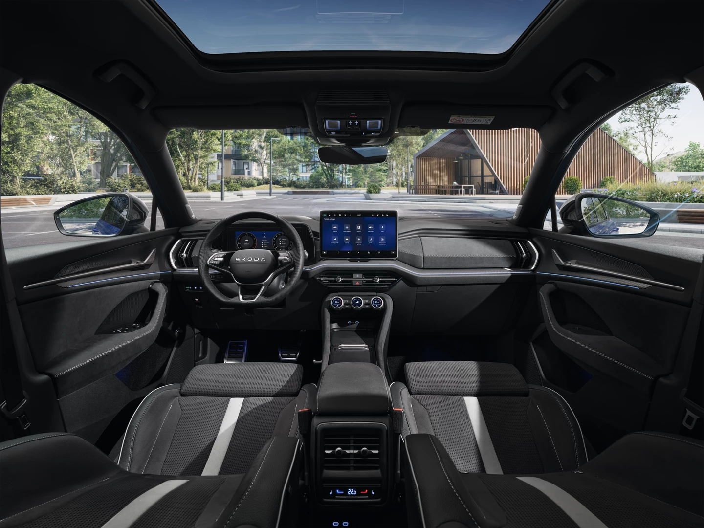 Nội thất đen kết hợp cùng trần xe màu đen tăng thêm phần cá tính và sang trọng cho không gian nội thất.